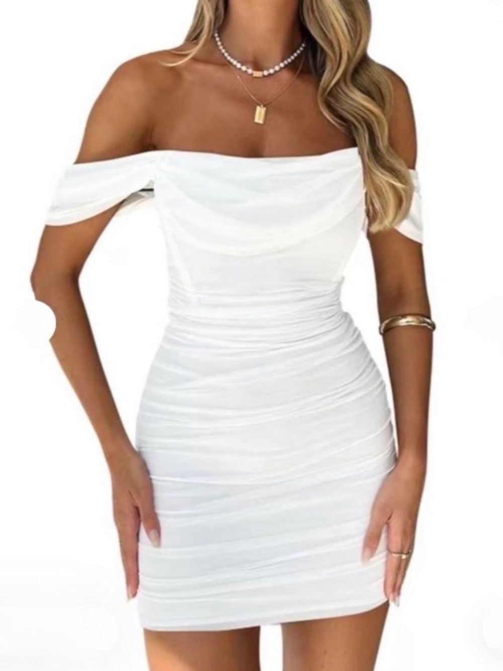 NWT OYS VIRAL RUCHED BODYCON MINI DRESS S